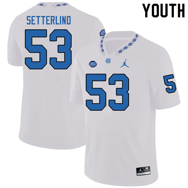 Jordan Brand Youth #53 Jake Setterlind North Carolina Tar Heels College Football Jerseys Sale-White